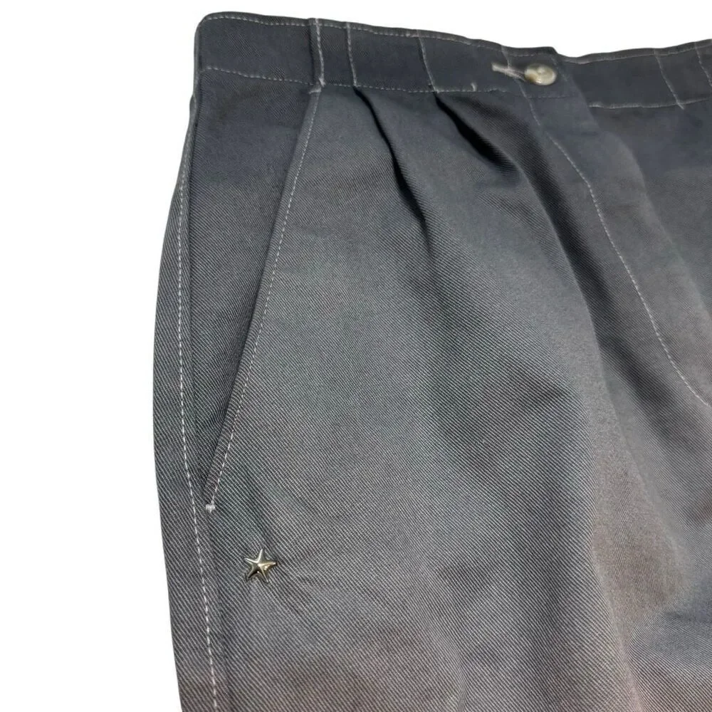 Hand-Dyed Reworked Vtg Star Studded Black Burgundy Ombré Straight Pleated Skirt